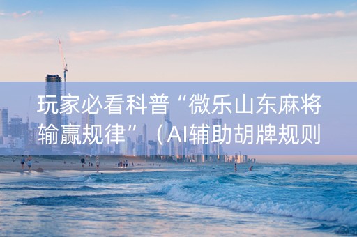 玩家必看科普“微乐山东麻将输赢规律”（AI辅助胡牌规则)