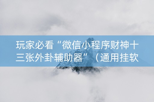 玩家必看“微信小程序财神十三张外卦辅助器”（通用挂软件多少钱)