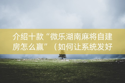 介绍十款“微乐湖南麻将自建房怎么赢”（如何让系统发好牌)