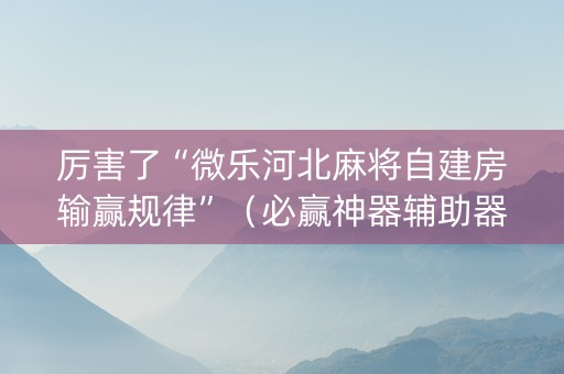 厉害了“微乐河北麻将自建房输赢规律”（必赢神器辅助器)