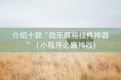 介绍十款“微乐麻将挂件神器”（小程序必赢神器)