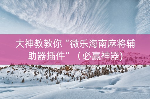 大神教教你“微乐海南麻将辅助器插件”（必赢神器)
