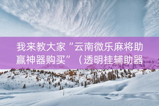 我来教大家“云南微乐麻将助赢神器购买”（透明挂辅助器)