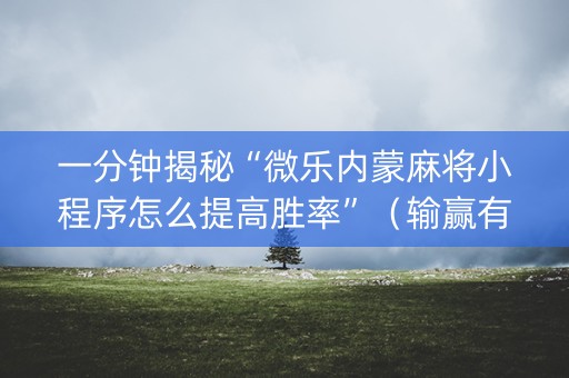 一分钟揭秘“微乐内蒙麻将小程序怎么提高胜率”（输赢有什么规律)