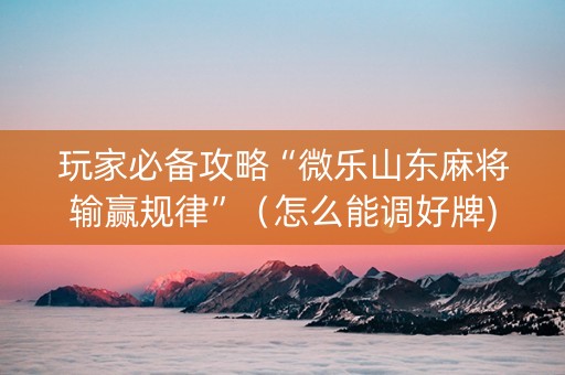 玩家必备攻略“微乐山东麻将输赢规律”（怎么能调好牌)