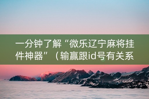 一分钟了解“微乐辽宁麻将挂件神器”（输赢跟id号有关系吗)