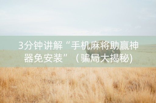 3分钟讲解“手机麻将助赢神器免安装”（骗局大揭秘)