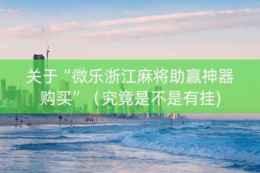 关于“微乐浙江麻将助赢神器购买”（究竟是不是有挂)