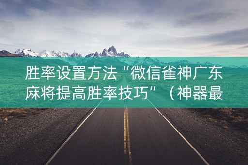 胜率设置方法“微信雀神广东麻将提高胜率技巧”（神器最新免费)