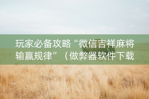 玩家必备攻略“微信吉祥麻将输赢规律”（做弊器软件下载)