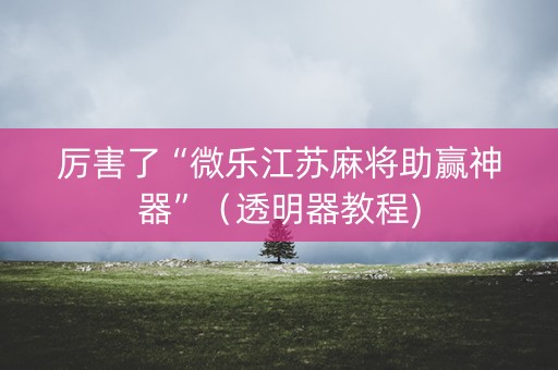 厉害了“微乐江苏麻将助赢神器”（透明器教程)