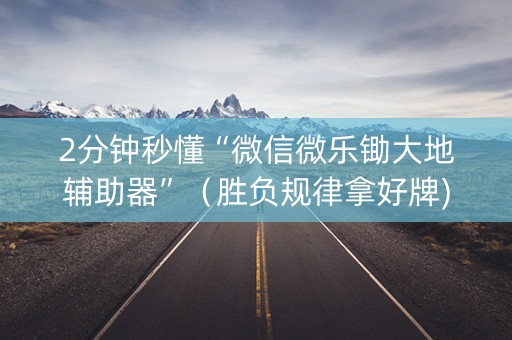 2分钟秒懂“微信微乐锄大地辅助器”（胜负规律拿好牌)