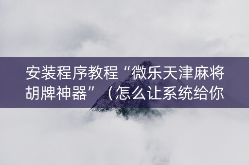 安装程序教程“微乐天津麻将胡牌神器”（怎么让系统给你发好牌)