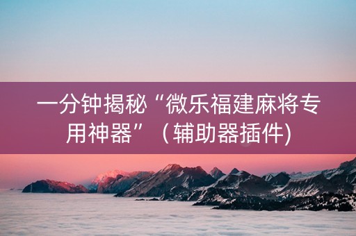 一分钟揭秘“微乐福建麻将专用神器”（辅助器插件)