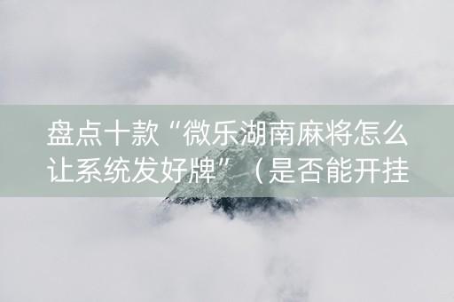 盘点十款“微乐湖南麻将怎么让系统发好牌”（是否能开挂)