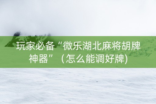 玩家必备“微乐湖北麻将胡牌神器”（怎么能调好牌)