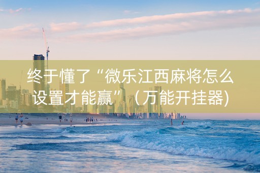终于懂了“微乐江西麻将怎么设置才能赢”（万能开挂器)