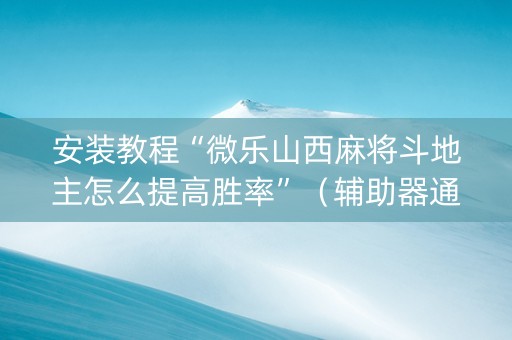 安装教程“微乐山西麻将斗地主怎么提高胜率”（辅助器通用版)