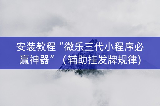 安装教程“微乐三代小程序必赢神器”（辅助挂发牌规律)
