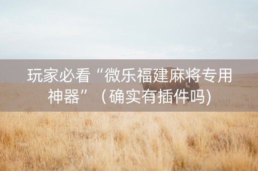 玩家必看“微乐福建麻将专用神器”（确实有插件吗)