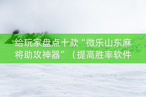 给玩家盘点十款“微乐山东麻将助攻神器”（提高胜率软件)