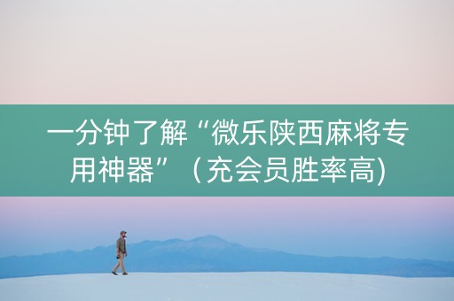 一分钟了解“微乐陕西麻将专用神器”（充会员胜率高)