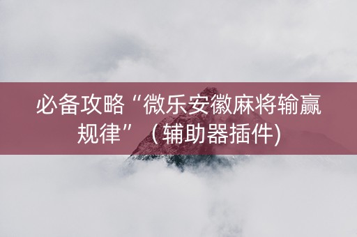 必备攻略“微乐安徽麻将输赢规律”（辅助器插件)