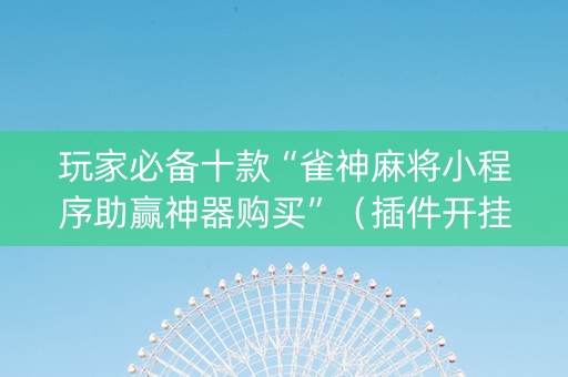 玩家必备十款“雀神麻将小程序助赢神器购买”（插件开挂免费AI)