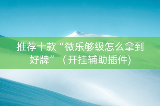推荐十款“微乐够级怎么拿到好牌”（开挂辅助插件)