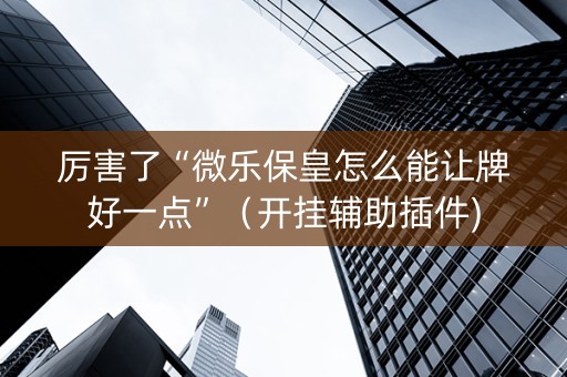 厉害了“微乐保皇怎么能让牌好一点”（开挂辅助插件)