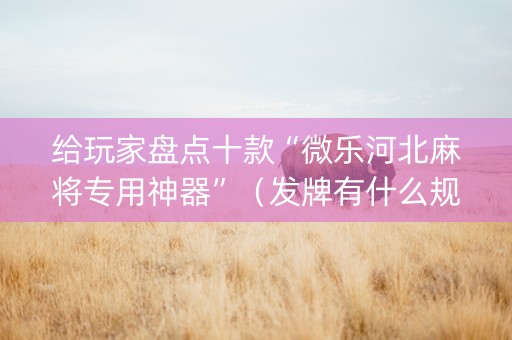 给玩家盘点十款“微乐河北麻将专用神器”（发牌有什么规律吗)