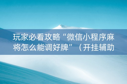 玩家必看攻略“微信小程序麻将怎么能调好牌”（开挂辅助器插件)