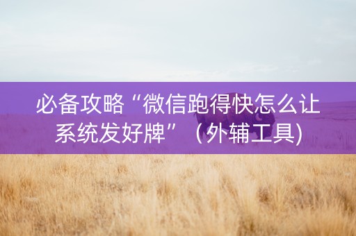 必备攻略“微信跑得快怎么让系统发好牌”（外辅工具)