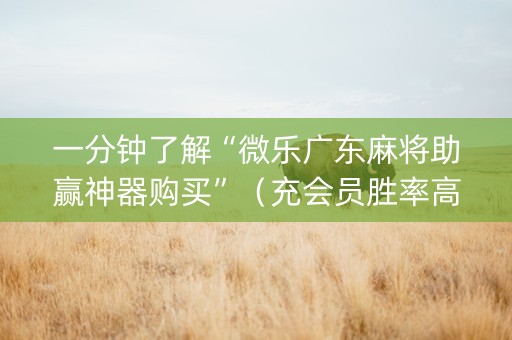 一分钟了解“微乐广东麻将助赢神器购买”（充会员胜率高)