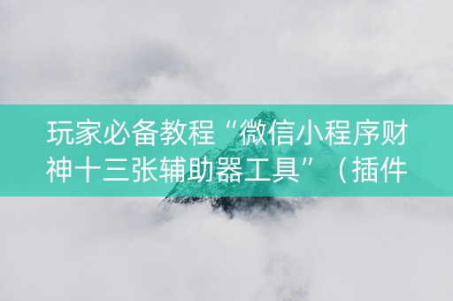 玩家必备教程“微信小程序财神十三张辅助器工具”（插件可信吗)