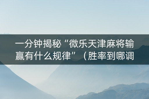 一分钟揭秘“微乐天津麻将输赢有什么规律”（胜率到哪调)