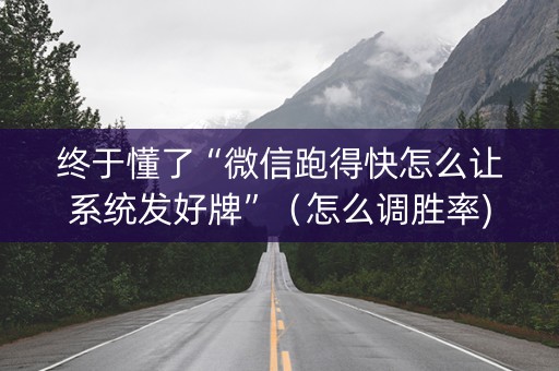 终于懂了“微信跑得快怎么让系统发好牌”（怎么调胜率)