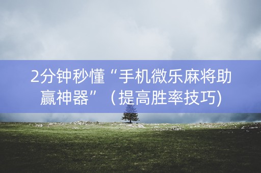 2分钟秒懂“手机微乐麻将助赢神器”（提高胜率技巧)