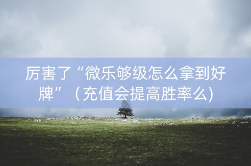 厉害了“微乐够级怎么拿到好牌”（充值会提高胜率么)
