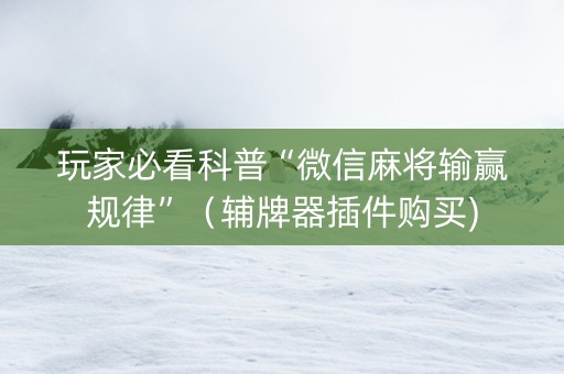 玩家必看科普“微信麻将输赢规律”（辅牌器插件购买)