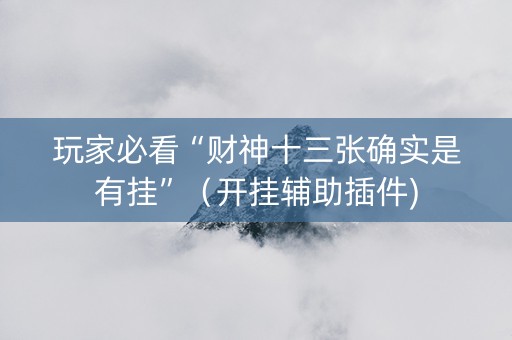 玩家必看“财神十三张确实是有挂”（开挂辅助插件)