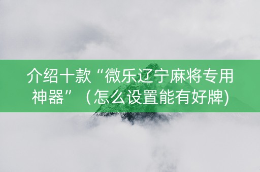 介绍十款“微乐辽宁麻将专用神器”（怎么设置能有好牌)