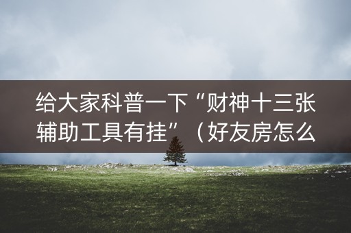 给大家科普一下“财神十三张辅助工具有挂”（好友房怎么才能赢)