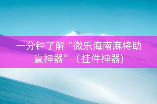 一分钟了解“微乐海南麻将助赢神器”（挂件神器)