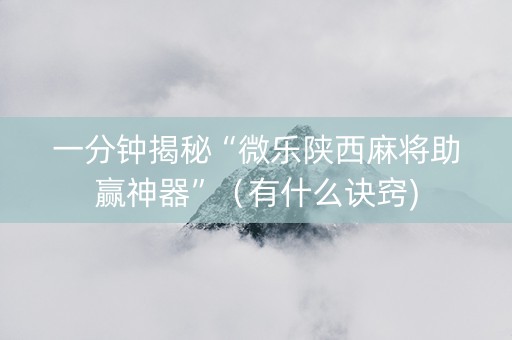 一分钟揭秘“微乐陕西麻将助赢神器”（有什么诀窍)