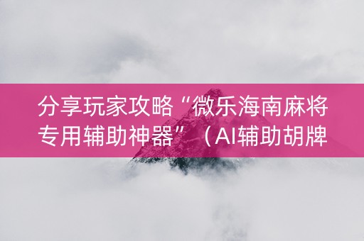 分享玩家攻略“微乐海南麻将专用辅助神器”（AI辅助胡牌规则)