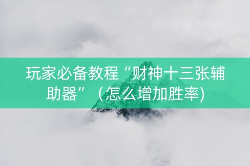 玩家必备教程“财神十三张辅助器”（怎么增加胜率)