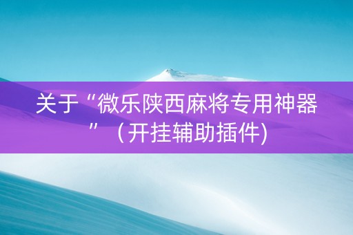 关于“微乐陕西麻将专用神器”（开挂辅助插件)