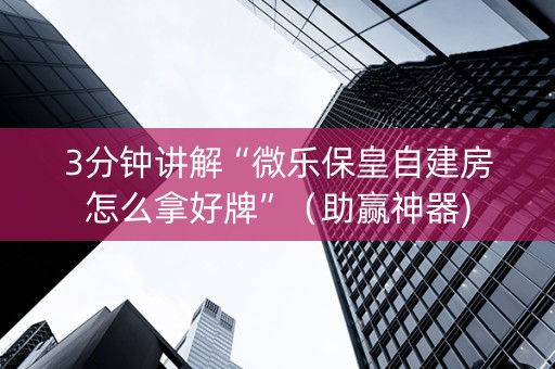 3分钟讲解“微乐保皇自建房怎么拿好牌”（助赢神器)