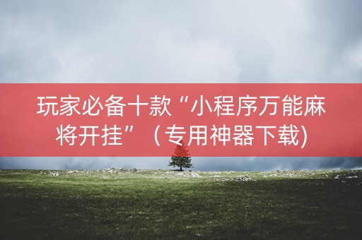 玩家必备十款“小程序万能麻将开挂”（专用神器下载)